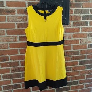 New York & Company City Knits Sleeveless  Color Trimmed Flare Dress Size L (CP)